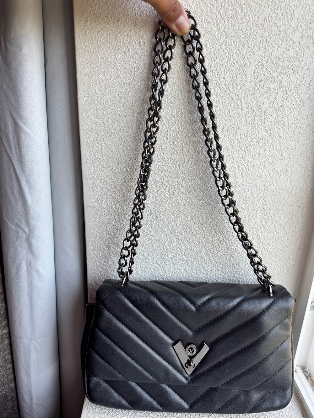 Valentino Orlandi Black Chain-Handle Shoulder Bag